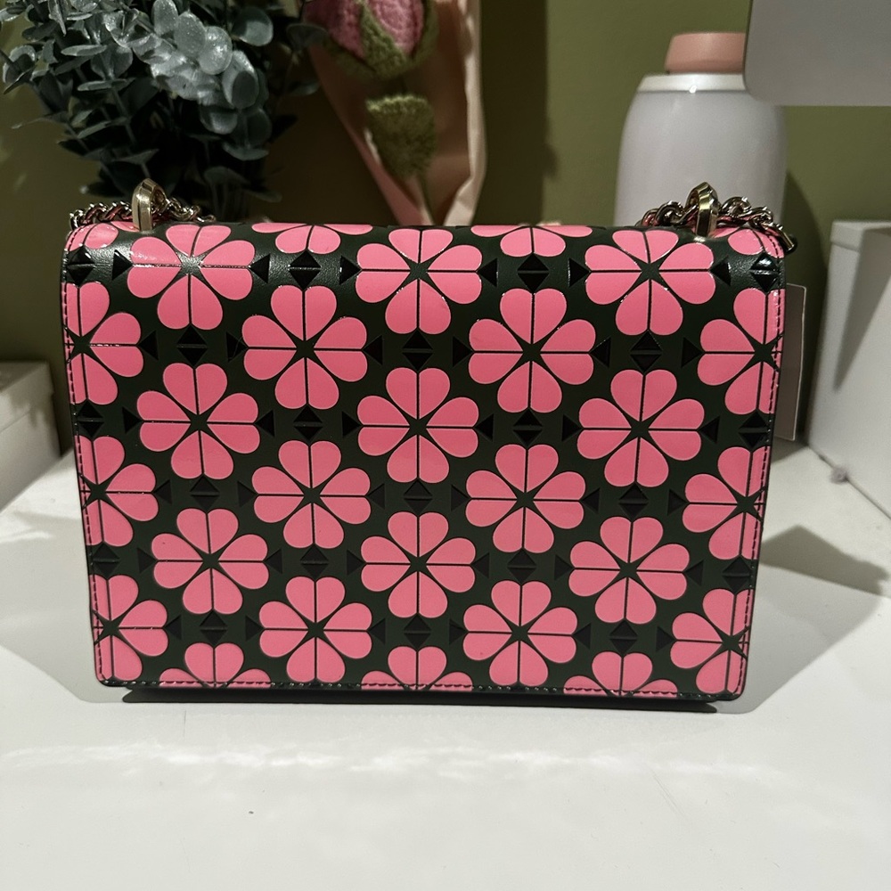 Kate Spade Pink and Green Amelia Floral Spade Shoulder Bag